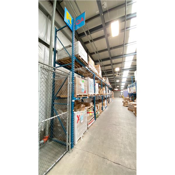 ONE ROW OF RACKING. 42" DEEP. 1 X 18' HIGH FRAMES, 6 X 12' HIGH FRAMES, 24 X 8' BEAMS.