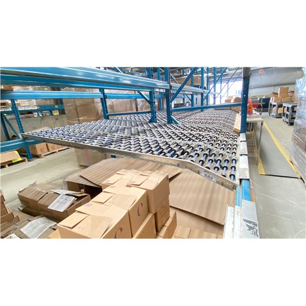 18 SECTIONS OF BOX CONVEYORS/ROLLERS USED TO SPAN 90" OF RACKING (RACKING NOT INCLUDED)