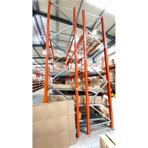 GROUP OF 16' HIGH BACK TO BACK RACKING. OVERALL 66' X 8' WITH BOX ROLLERS.  INVENTORY INCLUDES 18 X