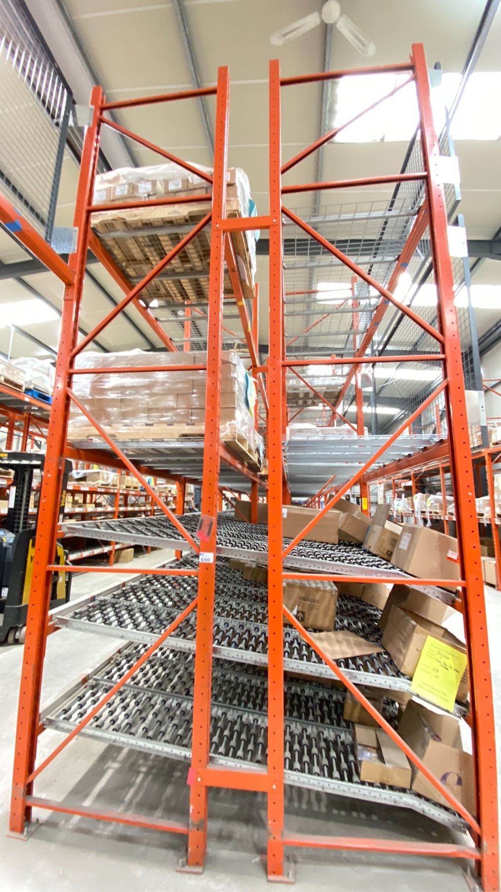 Over Workspace Roller Racking GROUP OF 16' HIGH BACK TO BACK RACKING. OVERALL 50' X 8' WITH BOX ...