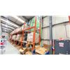 Image 2 : ROW OF RACKING. 9 X 16' HIGH FRAMES, 44 X 8' BEAMS, 30 X 4' WIRE DECKING, 30 X 5' BOX ROLLERS.