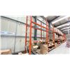 Image 3 : ROW OF RACKING. 9 X 16' HIGH FRAMES, 44 X 8' BEAMS, 30 X 4' WIRE DECKING, 30 X 5' BOX ROLLERS.