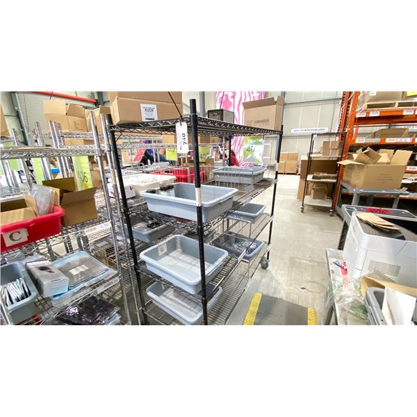 BLACK 5' X 2' METRO RACK WITH 4 SHELVES WITH WHEELS