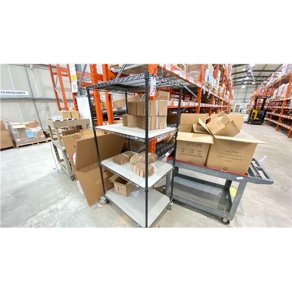 BLACK ROLLING METRO RACK 3' X 2' WITH 4 SHELVES