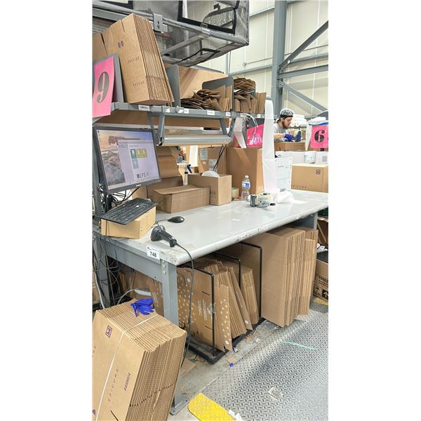 60" X 30" METAL FRAMED WORKBENCH WITH OVERHEAD SHELF NO CONTENTS
