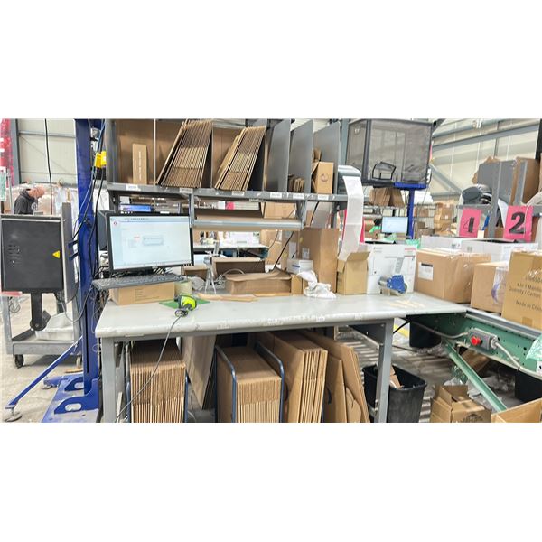60" X 30" METAL FRAMED WORKBENCH WITH OVERHEAD SHELF NO CONTENTS