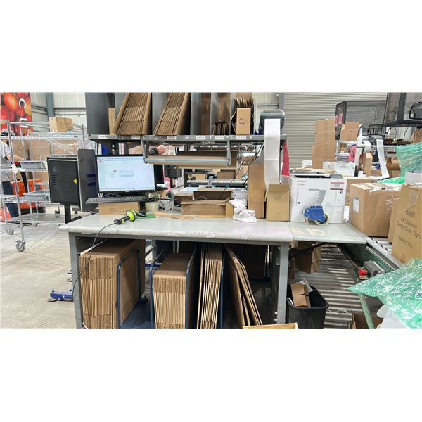 60" X 30" METAL FRAMED WORKBENCH WITH OVERHEAD SHELF NO CONTENTS