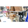 Image 3 : PAIR OF METAL FRAMED WORK BENCHES 66" X 33"  CONNECTED BACK TO BACK WITH OVERHEAD SHELF NO CONTENTS