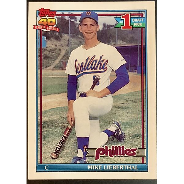 1991 TOPPS MIKE LIEBERTHAL ROOKIE CARD