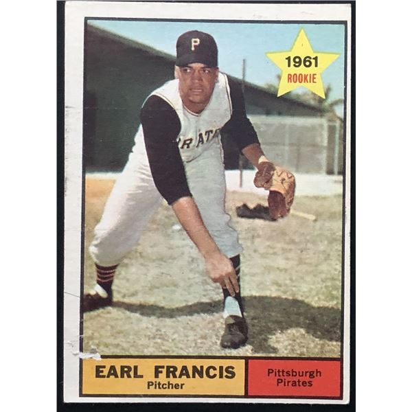 1961 TOPPS EARL FRANCIS ROOKIE CARD
