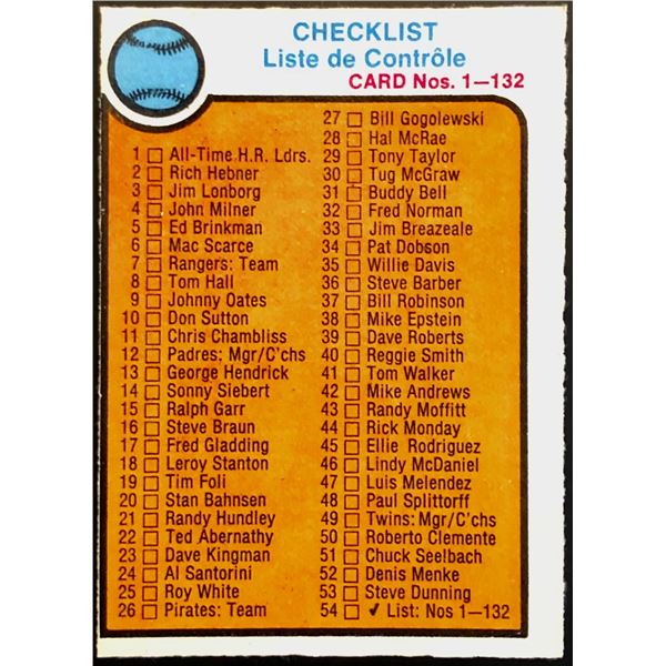 1973 O-PEE-CHEE CHECKLIST