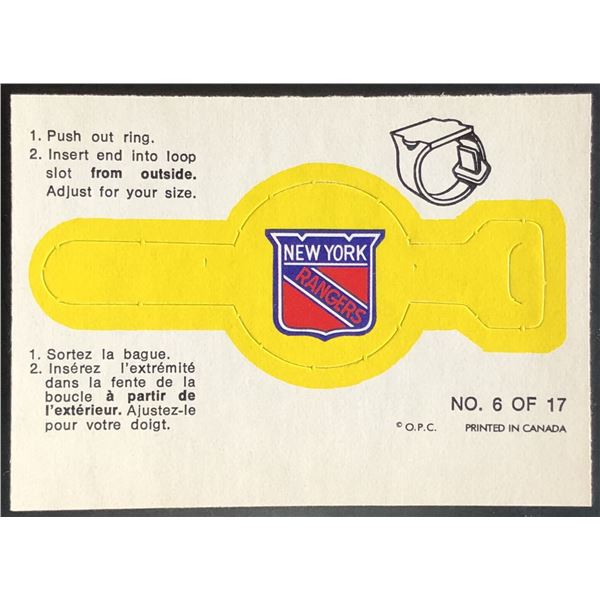 1973-74 O-PEE-CHEE NEW YORK RANGERS - RING INSERT