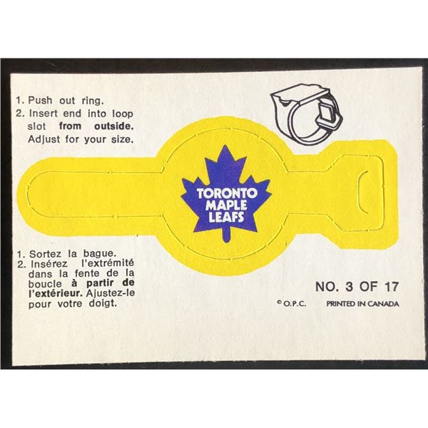 1973-74 O-PEE-CHEE TORONTO MAPLE LEAFS - RING INSERT