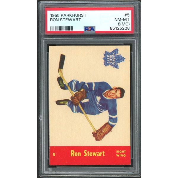 1955-56 Parkhurst #5 Ron Stewart (PSA 8) Low Pop!