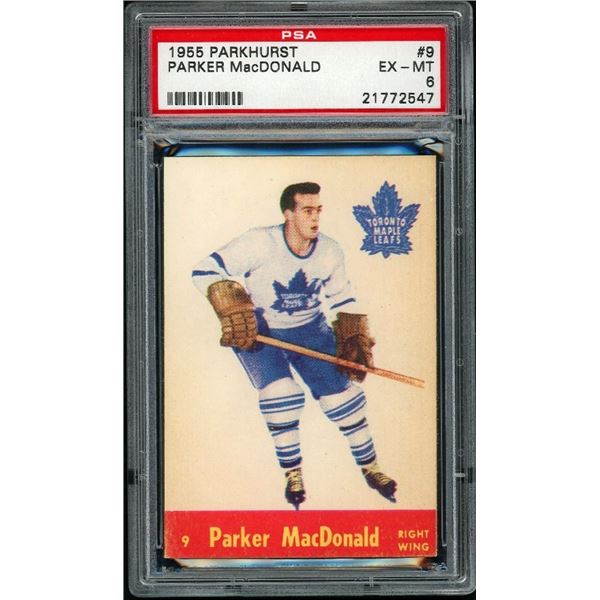1955-56 Parkhurst #9 Parker MacDonald RC (PSA 6)