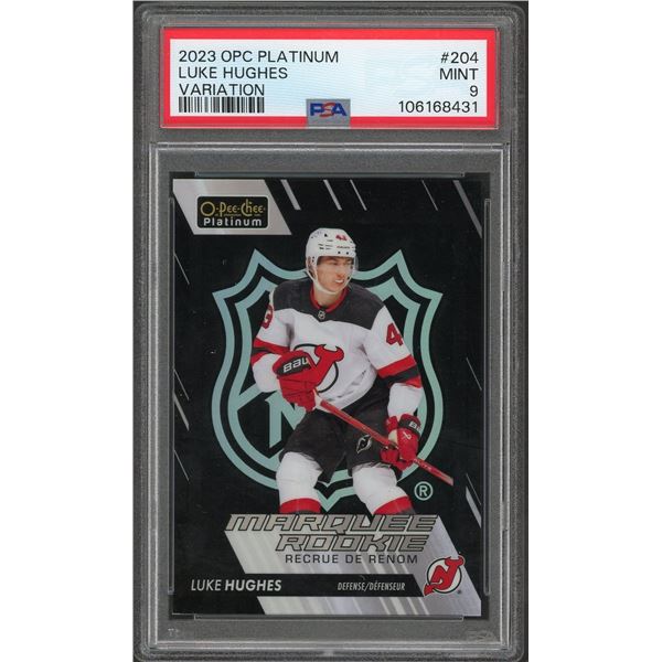 2023 OPC Platinum Luke Hughes Marquee Rookie Shield Variation - PSA 9