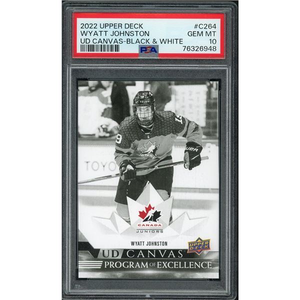 2022 Upper Deck UD Canvas Wyatt Johnston Program of Excellence Black & White - PSA 10