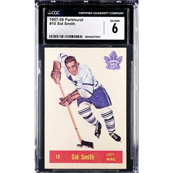 1957-58 Parkhurst #T10 Sid Smith (CGC 6)