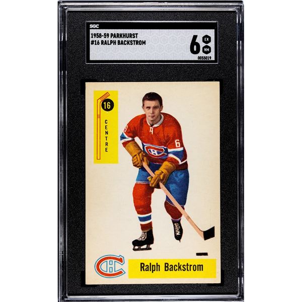 1958-59 Parkhurst #16 Ralph Backstrom RC (SGC 6)