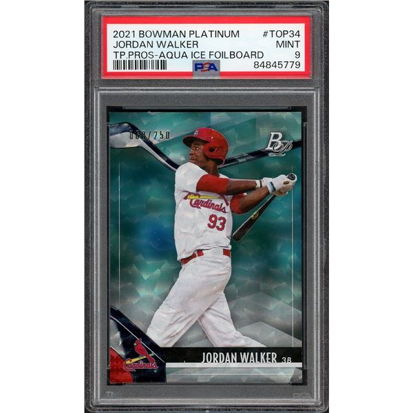 2021 Bowman Platinum Jordan Walker Aqua Ice Foil #60/250 - PSA 9