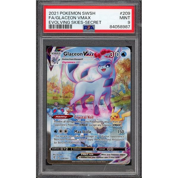 2021 Pokémon Full Art Glaceon VMAX AA - Evolving Skies - PSA 9