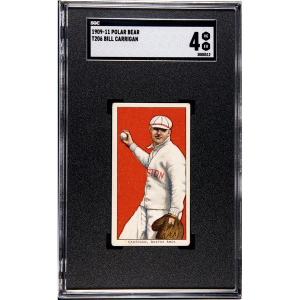 1909-11 T206 Polar Bear - Bill Carrigan (SGC 4) Low Pop!
