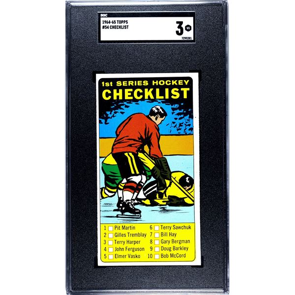1964-65 Topps #54 1st Series Checklist (SGC 3)