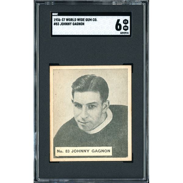 1937 World Wide Gum #83 Johnny Gagnon (SGC 6) Low Pop