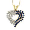 Image 2 : 14k Yellow Gold 1.08 ctw Diamond & Sapphire Cluster Open Heart Pendant & 21" Cha