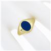 Image 3 : Classic 14k Yellow Gold Bezel Oval Cabochon Blue Lapis Polished Domed Band Ring