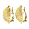 Image 3 : Vintage 14K Gold Florentine Finish Twisted Wire Frame Large Dome Button Earrings
