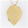 Image 5 : Vintage 14k Yellow Gold 0.40 ctw Diamond Hand Etched Shield Pendant Necklace