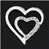 Image 2 : 10K White Gold 0.12 ctw Round Prong Diamond Polished Dual Open Heart Slide Penda