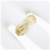 Image 6 : Vintage 14K Gold .28 ctw Round Pave Diamond Wide Nugget Finish Solitaire Band Ri