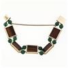 Image 5 : Lucien Piccard 14K Gold Carved Tigers Eye Trojan Green Chalcedony Beads Bracelet