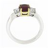Image 8 : 18K Gold & Platinum 2.15 ctw GIA Burma VIVID RED Ruby & Emerald Cut Diamond Ring