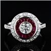 Image 1 : 0.50 ctw SI3 CLARITY Diamond and 0.87 ctw Ruby Platinum Ring (1.20 ctw Diamonds)
