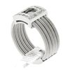 Image 9 : 14k White Gold 0.26 ctw Pave Diamond Square 5 Row Snake Link Wide Cigar Band Rin