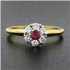Image 8 : Vintage Jabel 18k Gold 0.40 ctw Round Brilliant Red Ruby w/ Diamond Halo Ring
