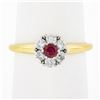 Image 9 : Vintage Jabel 18k Gold 0.40 ctw Round Brilliant Red Ruby w/ Diamond Halo Ring