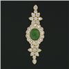 Image 4 : Vintage 18k Yellow Gold GIA Green Jade & 1.90 ctw Round Diamond Flower Pin Brooc