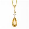 Image 2 : NEW 14k Gold 1.56 ctw Pear Imperial Topaz Diamond Teardrop Dangle Pendant & Chai