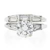Image 5 : Vintage 14k Gold GIA Round Diamond Baguette 2.94 ctw Engagement Wedding Ring Set