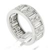Image 9 : Platinum 4 ctw Straight Baguette & Round High Quality Diamond Eternity Band Ring