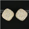 Image 5 : 14k Yellow Gold 4.14 ctw Channel Set Diamond Covered Cushion Shape Button Earrin