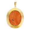 Image 5 : Vintage 14k Gold Bezel Oval Carved Coral Cameo w/ Hand Engraved Frame Pendant