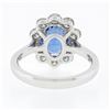Image 7 : NEW 14k White Gold 2.95 ctw Oval Blue Violet Tanzanite w/ Round Diamond Halo Rin