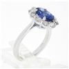 Image 9 : NEW 14k White Gold 2.95 ctw Oval Blue Violet Tanzanite w/ Round Diamond Halo Rin