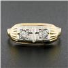 Image 2 : Antique Edwardian 14k TT Gold 0.20 ctw Old European Dual Diamond Etched Band Rin