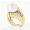 Image 9 : 14K Yellow Gold Large 12.58mm South Sea Pearl Ring w/ Baguette & Round Diamonds